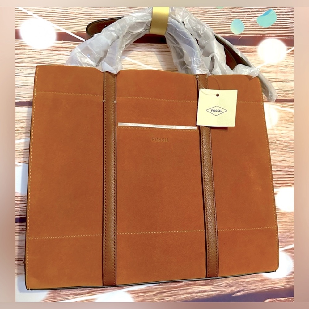 FOSSIL Carmen Shopper Shoulder & Crossbody Strap Included - Caramel Color - Picture 5 of 14